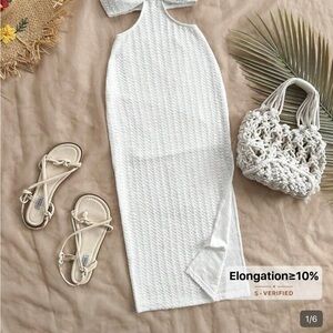 White Halter Maxi Dress with Accessories